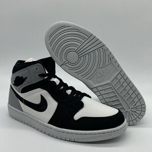 New Men’s Nike Air Jordan 1 Mid SE Shoes Steel Gray White Black DV0427-100 NWOB